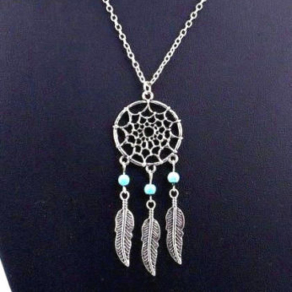 DREAM CATCHER Necklace Turquoise Pendant Feathers - Picture 3 of 3
